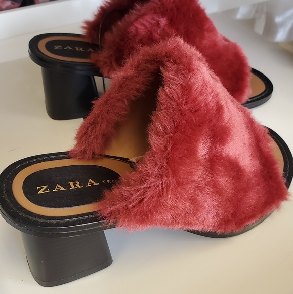Zara Shoes - New! Zara Faux Fur Mules